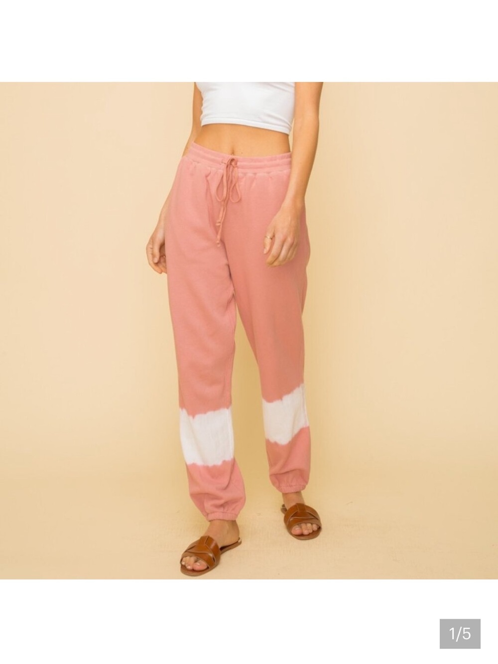 NWT Hem & Thread Pink Tie-Dye Waistband Joggers with White Accent